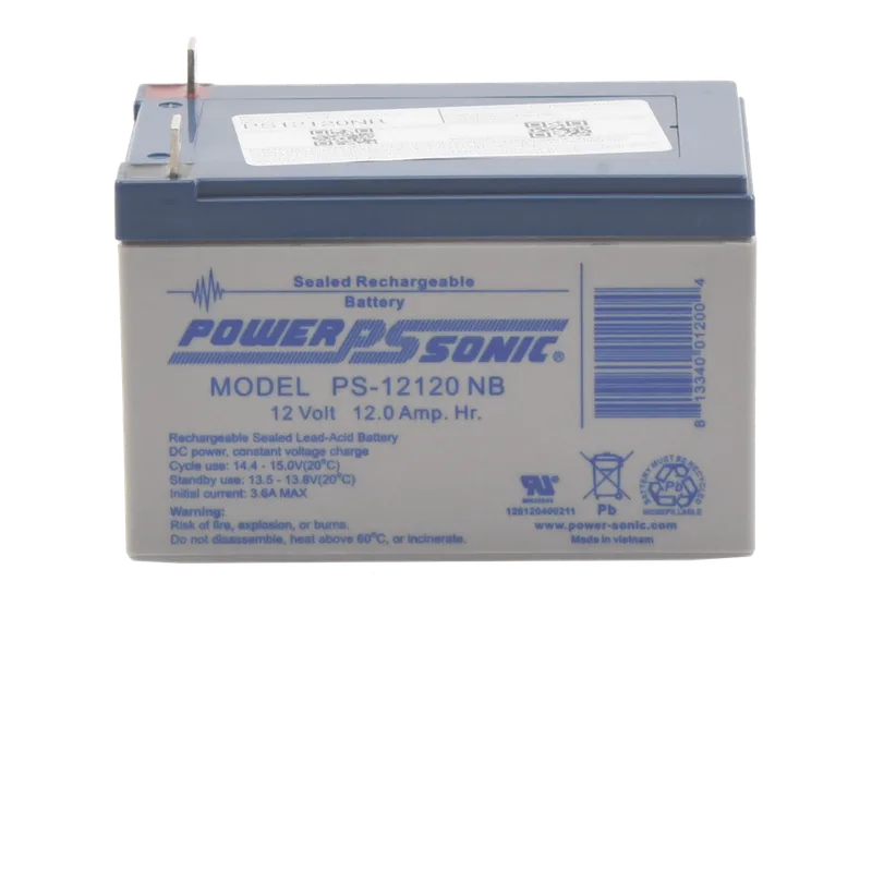 Batería 12V Recargable, 12AH, Para Respaldo, Tecnologías AGM/VRLA, 5 Años Vida Útil, Terminales tipo NB, Reconocida UL , Sin Mantenimiento, Sin Derrames POWER SONIC PS-12120-NB