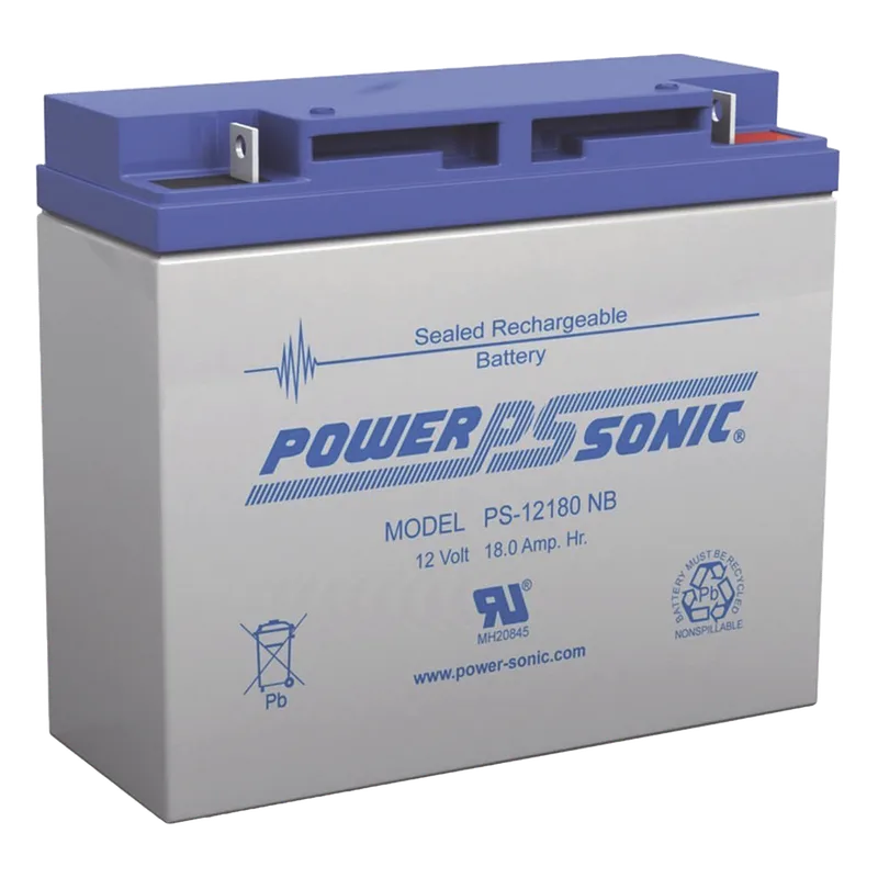Batería 12V, 18AH, Para Respaldo, Tecnologías AGM/VRLA, Diseño De Vida Útil 5 Años, Terminales Tipo NB, Listada UL, Libre De Mantenimiento POWER SONIC PS-12180-NB