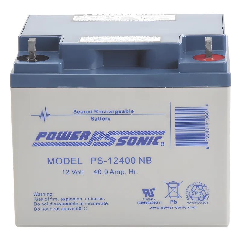 Batería 12V, 40AH, Para Respaldo, Tecnologías AGM/VRLA, 5 Años Vida Útil, Terminales NB, Reconocida UL POWER SONIC PS-12400-NB