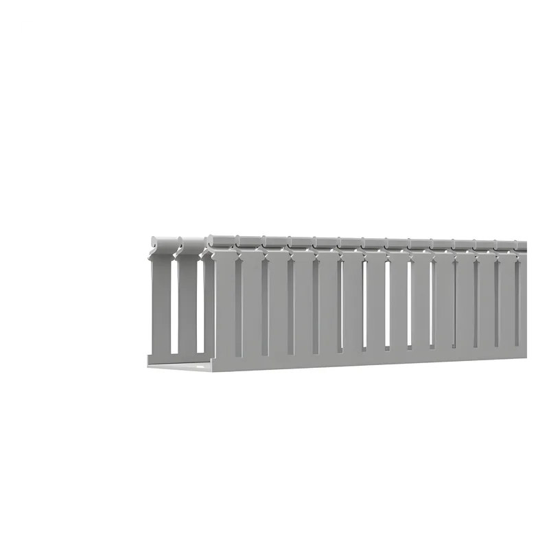 Canaleta Ranurada de PVC con Tapa, Tipo F, 108 mm de Ancho, 104.1 mm de Alto y 2 m de Largo, Color Gris PANDUIT FC4X4LG2