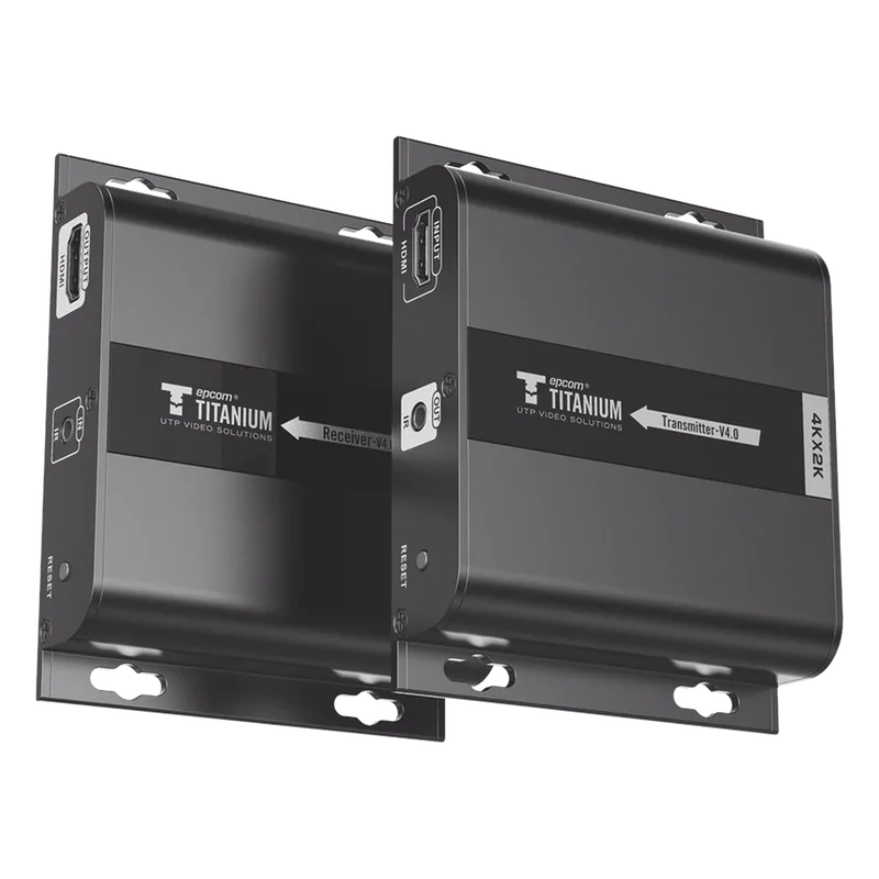 Kit Extensor HDMI para distancias de 120 metros / Resolución 4K @ 30Hz / Cat 6 / Soporta conexión Uno a Uno y Uno a Muchos / Soporta hasta 253 Rx / Baja Latencia / Uso 24/7 / Soporta HDbitT / Compatible con Switch Gigabit EPCOM TITANIUM TT-683-4.0
