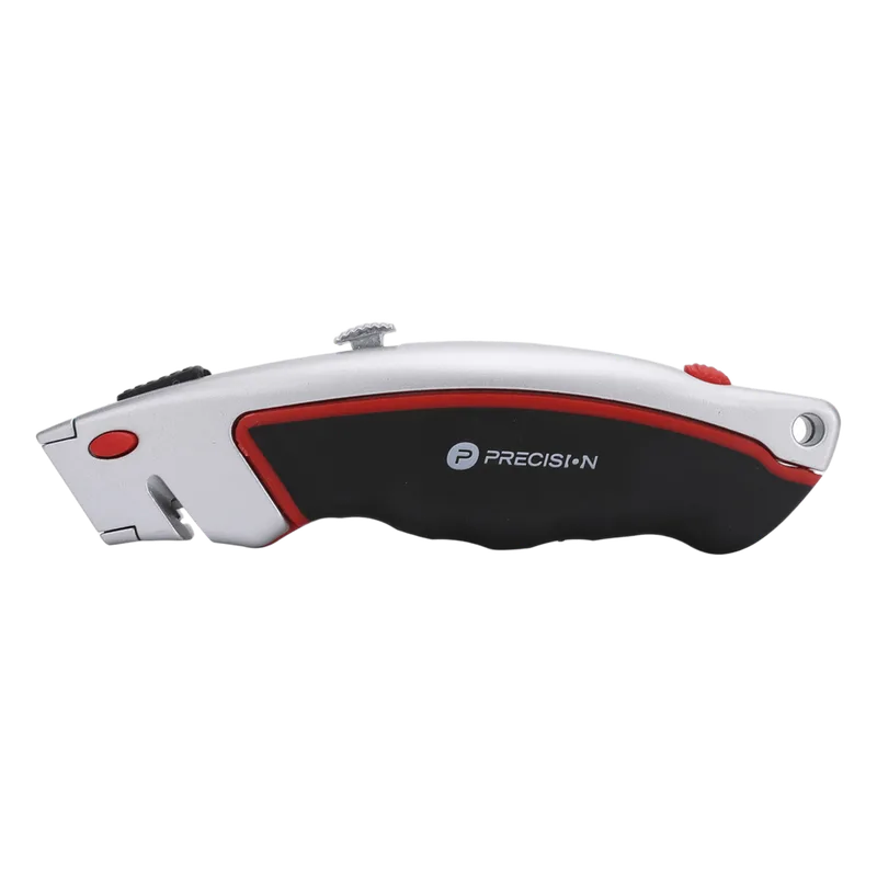 Navaja Uso Rudo con Cortador de Cable, Cuerpo Metálico, Mango Ergonómico (Con 5 Hojas de Repuesto). PRECISION PST-H050-01