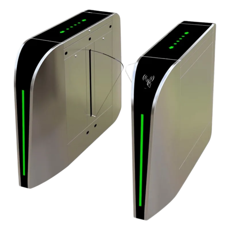 Puerta de cortesía tipo FLAP bidireccional / 30 personas por minuto / Acabado de Lujo / Apertura en 1 segundo / Acero inoxidable / Indicadores LED / Alarma por acceso denegado ZKTECO FBL300