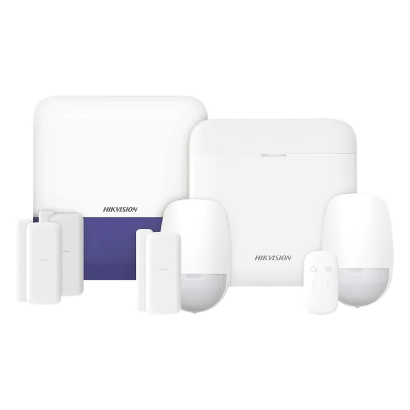 (AX PRO) KIT de Alarma AX PRO con GSM (3G/4G) / Incluye: 1 Hub con bateria de respaldo / 2 Sensores PIR / 3 Contactos Magnéticos mini / 1 Control Remoto / 1 Sirena Inalambrica Exterior / WiFi / Compatible con Hik-Connect P2P HIKVISION DS-PWA48-KSV2