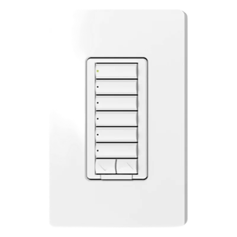 Botonera de pared seeTouch de 6 botones con subir y bajar para sistema RadioRA 2, retroiluminada, con grabado personalizado, 120 V con neutro, color taupe LUTRON ELECTRONICS RRDW6BRLTP