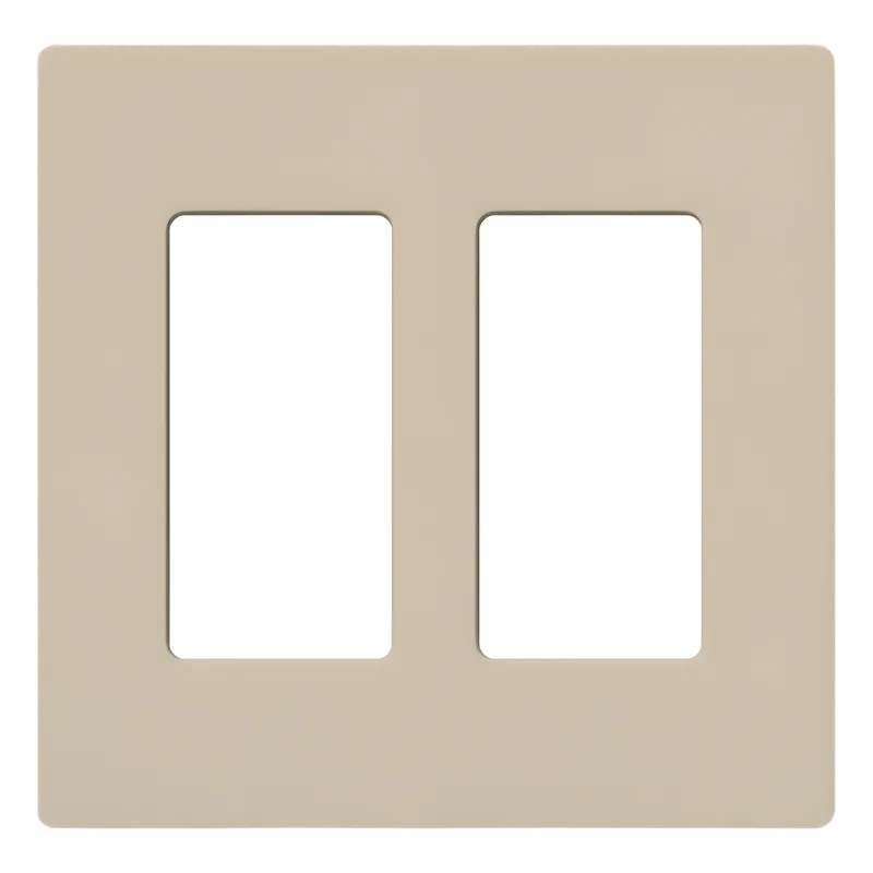 Placa de pared de 2 espacios sin tornillos visibles, acabado satinado color taupe, para atenuadores, apagadores y controles Lutron de estilo Designer LUTRON ELECTRONICS SC2TP