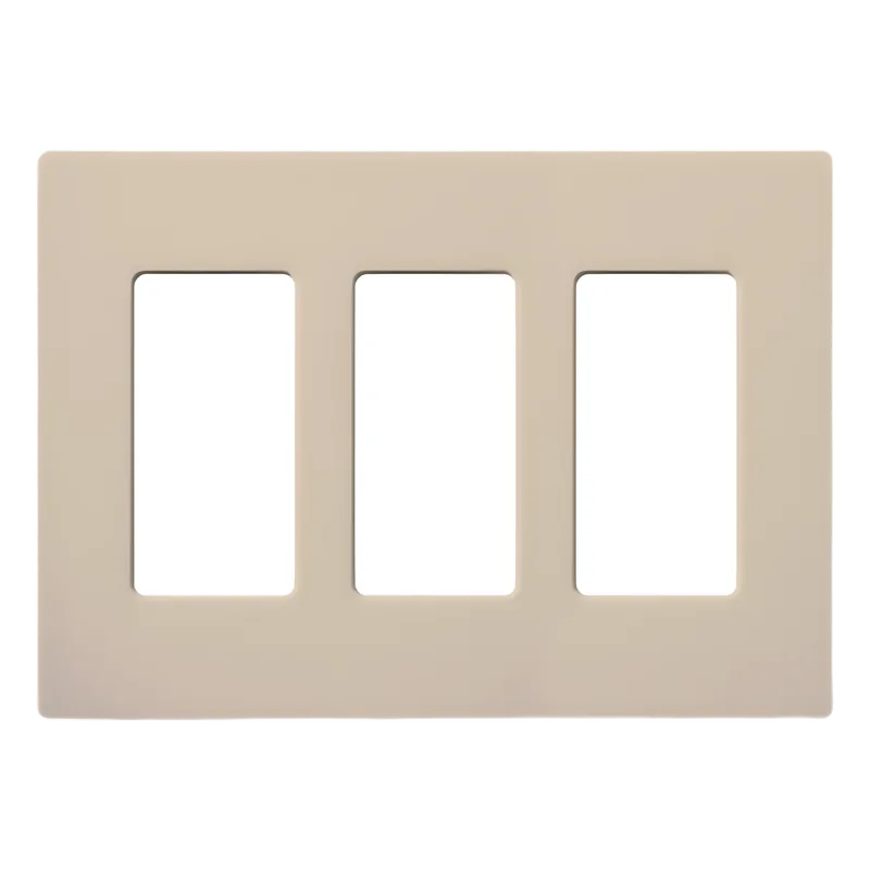 Placa de pared de 3 espacios sin tornillos visibles, acabado satinado color taupe, para atenuadores, apagadores y controles Lutron de estilo Designer LUTRON ELECTRONICS SC3TP