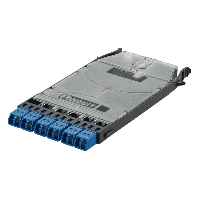 Cassette HD Flex de Empalme Por Fusión, Con 6 Puertos LC Duplex (12 Fibras), Para Fibra Monomodo OS2, Color Azul PANDUIT FHS9N-12-10N