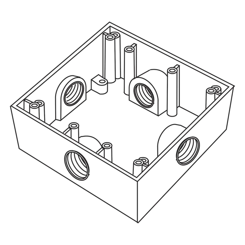 Caja Cuadrada de 3/4" (19.05 mm) a Prueba de Intemperie/ Cuenta con 4 bocas. RAWELT RC-0487