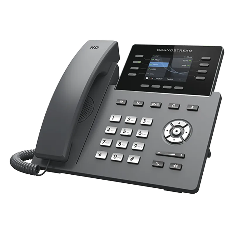 Teléfono IP Wi-Fi, Grado Operador, 8 líneas SIP con 4 cuentas, pantalla a color 2.8", puertos Gigabit, Bluetooth, PoE, codec Opus, IPV4/IPV6 con gestión en la nube GDMS GRANDSTREAM GRP2624