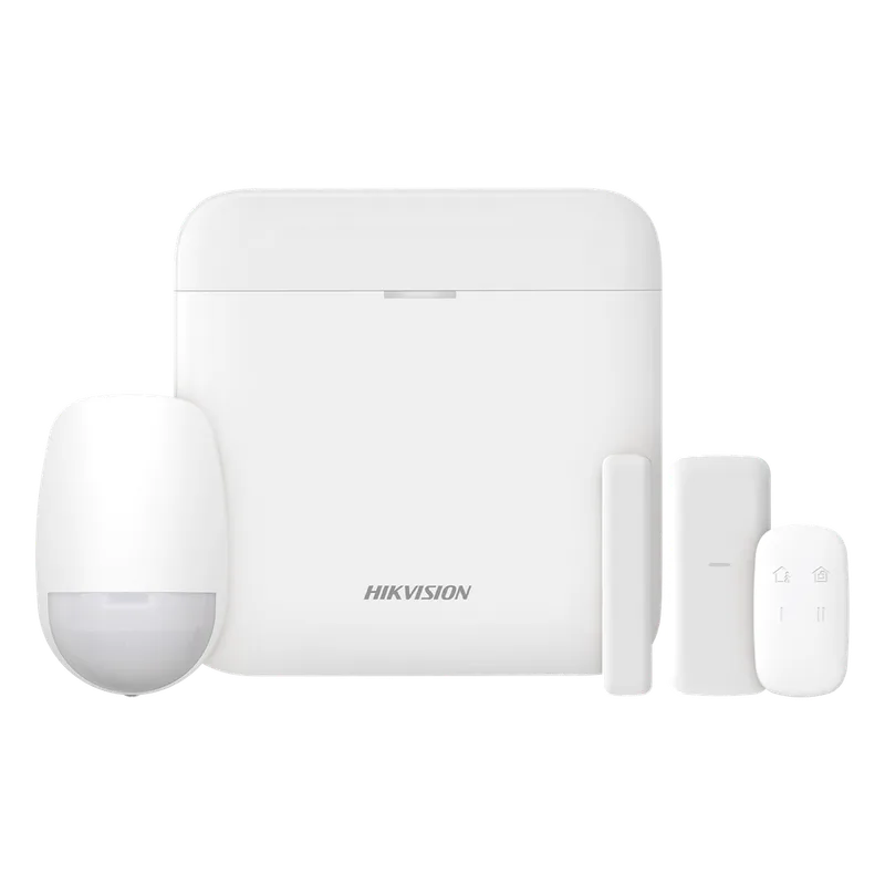 (AX PRO) KIT de Alarma AX PRO con GSM (3G/4G) / Incluye: 1 Hub con bateria de respaldo / 1 Sensor PIR / 1 Contacto Magnético Slim / 1 Control Remoto / Wi-Fi / Compatible con Hik-Connect P2P HIKVISION DS-PWA48-KS-SLIM