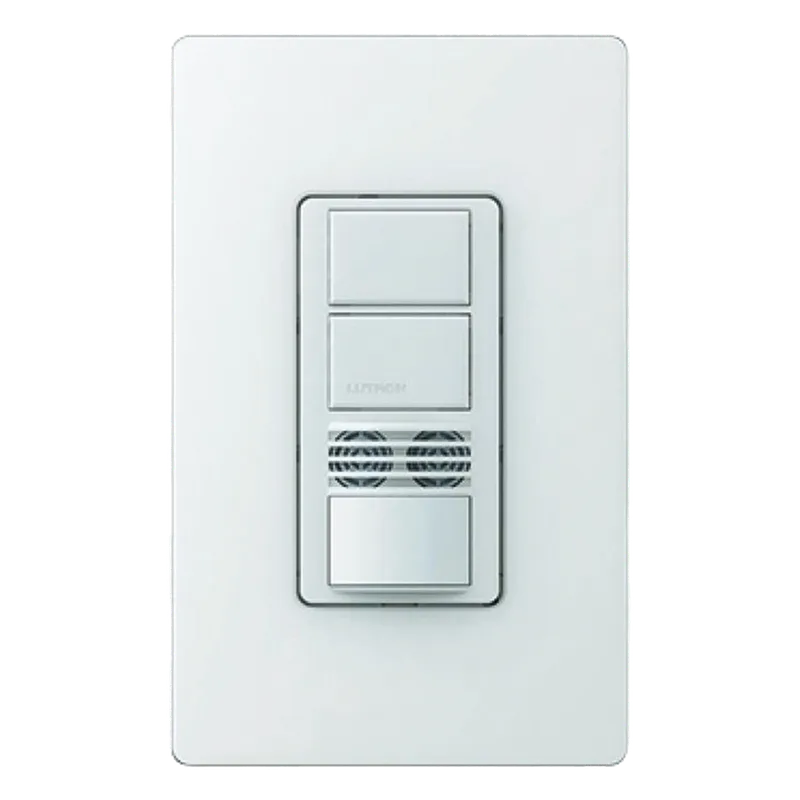 Interruptor con sensor de ocupación de doble tecnología PIR y ultrasónico, dos circuitos, 120-277 V LUTRON ELECTRONICS MSB202SW