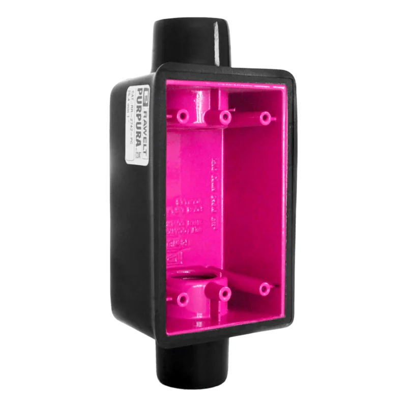 Caja Rectangular de 1/2"/ Con Recubrimiento exterior de PVC e interior Purpura. RAWELT RR-0470-PC