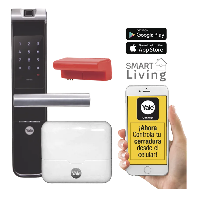 Kit Cerradura con manija YMF40A y HUB, Apertura por, Código, Biometría y apertura por SMARTPHONE, Para puertas de 35 a 90 mm de espesor YALE-ASSA ABLOY MX89367