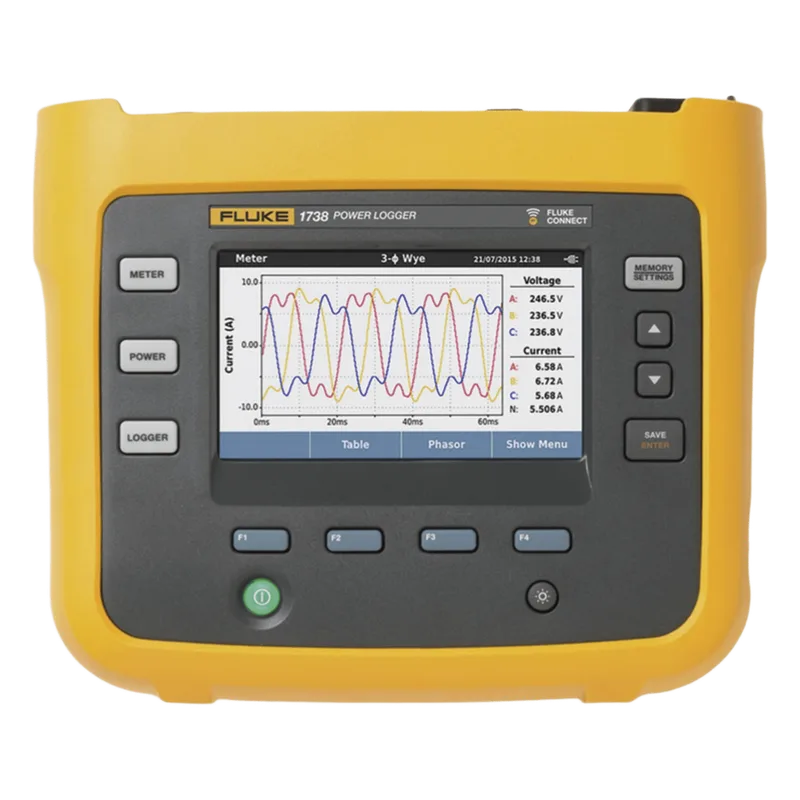Registrador Trifásico de Calidad Eléctrica, Versión Avanzada con WIFI/BLEU FLUKE FLUKE-1738/EUS