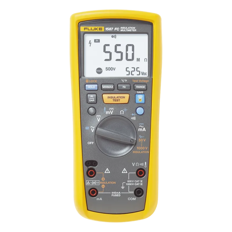 Multímetro de Aislamiento 0.01 M&Omega; - 2G&Omega; . Prueba de 50V - 1000V. Compatible con FLUKE CONNECT FLUKE-1587FC/MXBR