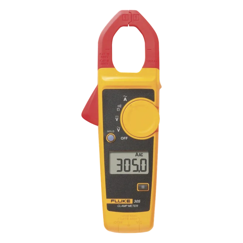 Amperimetro de Gancho, Para Medida de Corriente en CA de 999 A y Tensión en CA y CC de 600V FLUKE FLUKE-305/EMESP