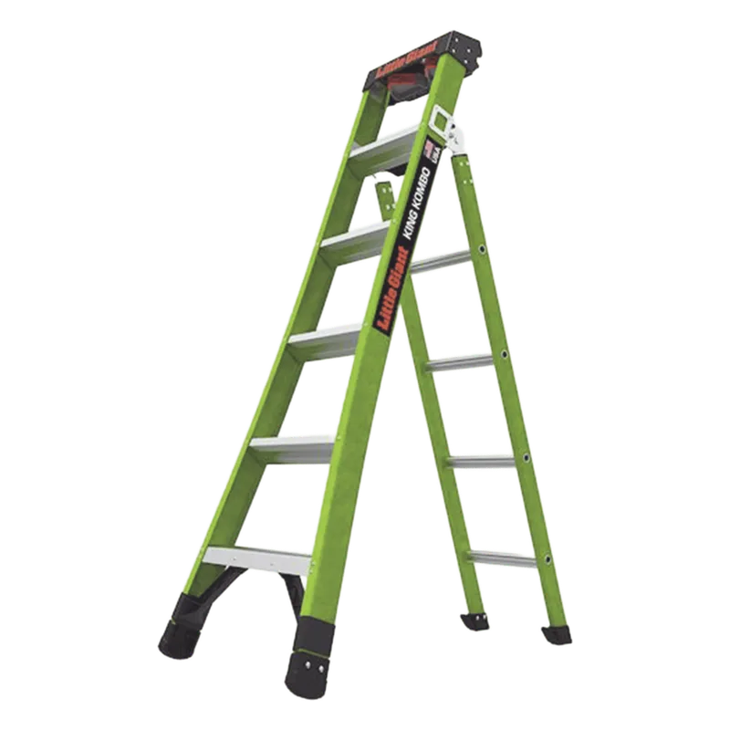 Escalera de Tijera 3 en 1 de 1.8 Metros, Fibra de Vidrio (SKU13906-001). Hecha en E.U.A. (Versión 2.0) Little Giant Ladder Systems KING-KOMBO2-6IA-AC