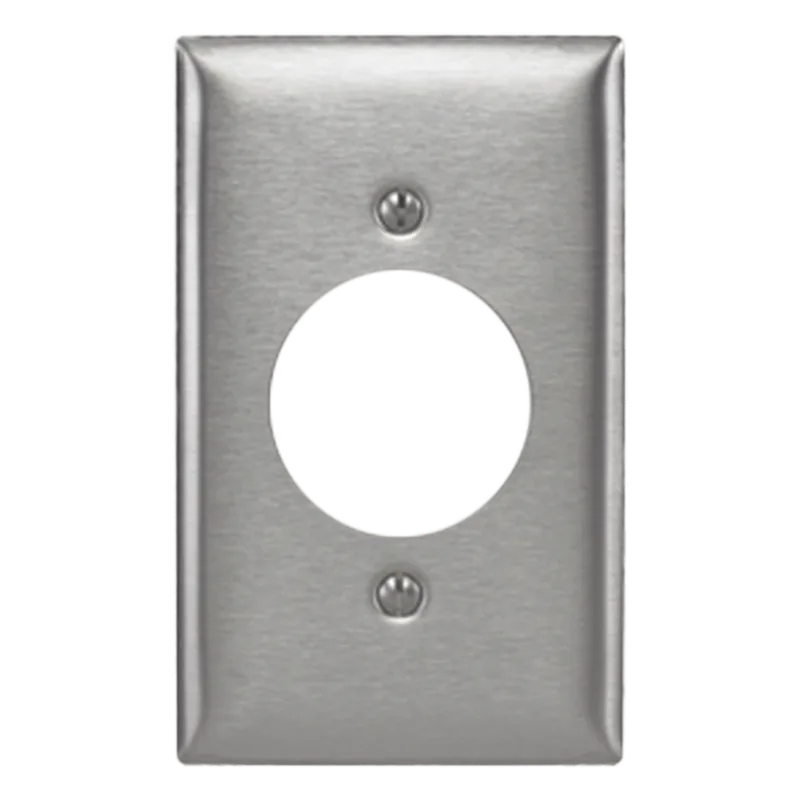 Placa para Receptaculo Sencillo 20 y 30 A de Media Vuelta/ 1.6" (40 mm) / Acero Inoxidable. RACO HUB-SS-720