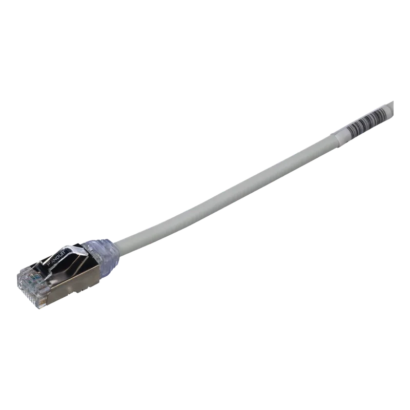 Patch Cord Cat6A, Diametro Reducido 28 AWG, Blindado S/FTP, CM/LS0H, 20 cm (7.87 Pulgadas), Color Gris PANDUIT STP28X0.2MIG