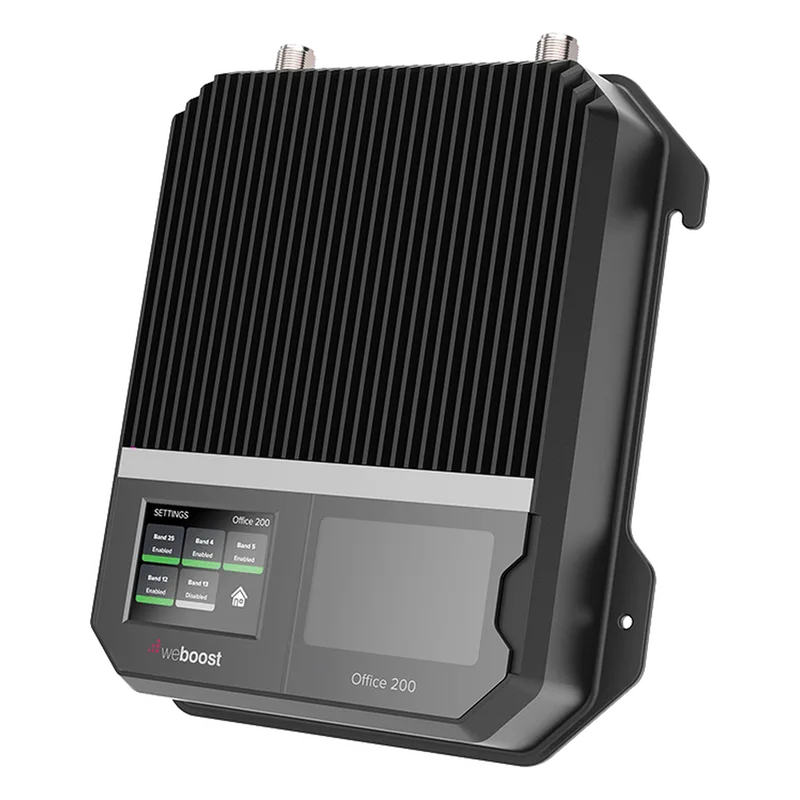 Amplificador Office 200 para 4G, 3G, 2G y llamada VoLTE y convencional. Especial para personalizarlo con antenas, cables y accesorios de acuerdo al requerimiento de la instalación. Puede cubrir en interior áreas de hasta 1600 m² con 4 a WILSONPRO / WEBOOST 530-047