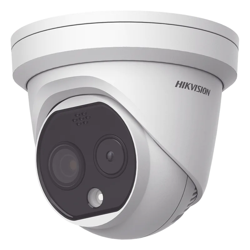 Turret IP Dual / Térmica 1.8 mm (160 x 120) / Óptico 2 mm (4 Megapixel) / Detección de Personas 53 mts / 15 mts IR / Exterior IP67 / PoE / Termométrica / Detección de Temperatura / Sirena y Luz / Micro SD 32 GB Incluida HIKVISION DS-2TD1217-2/QA