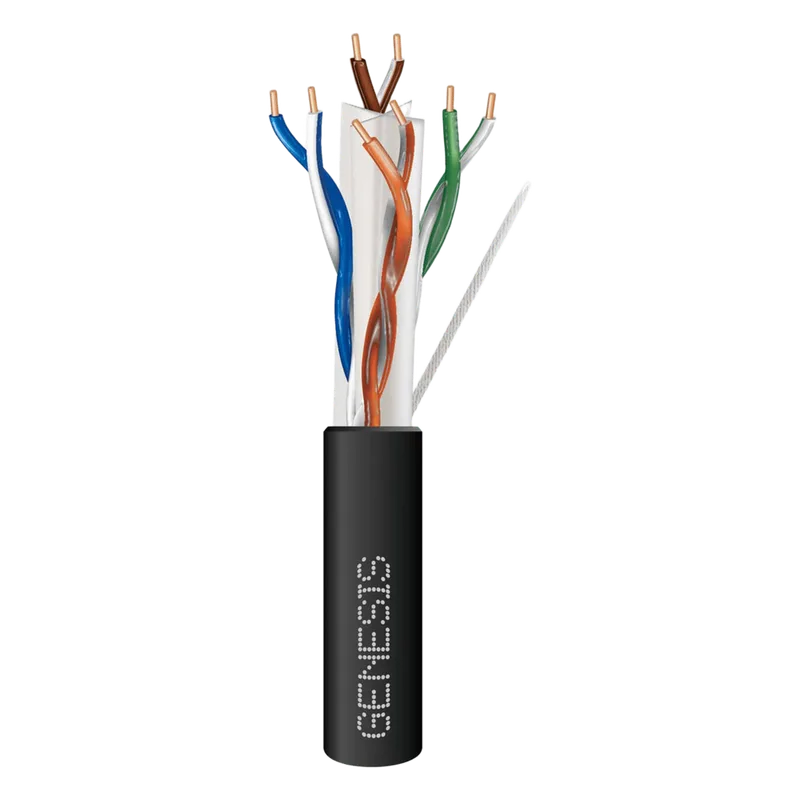 Carrete de Cable de 305 Metros (1000 Pies) Cat6 Calibre 24 Exterior para Climas Extremos, RoHS, Color Negro GENESIS 5110-1008