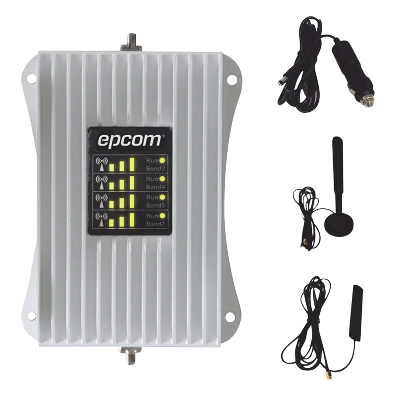 KIT Amplificador de Señal Celular Para Vehículo/ Soporta y Mejora la Señal Celular 5G, 4G LTE/ Múltiples Operadores, usuarios y dispositivos/ Ideal para Vehículo tipo Camioneta, Pick up o Sedán. EPCOM EP-AM23-4GV2