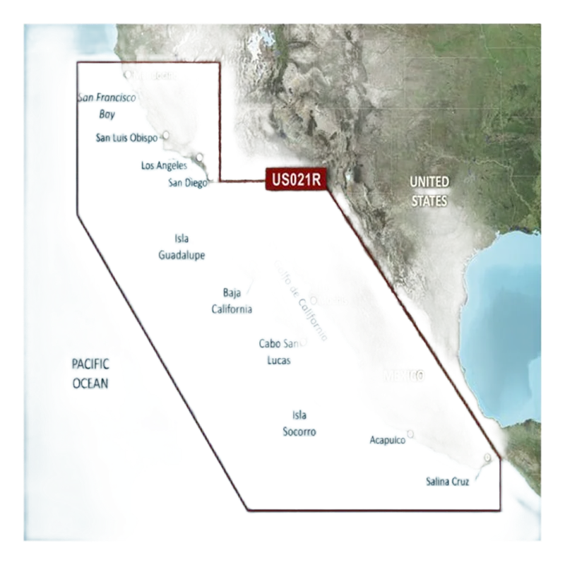 Mapa VUS021R US, Mendocino, Salina Cruz y costas mexicanas. GARMIN 10-C0722-00