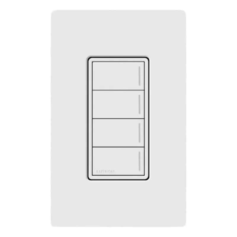 Teclado de escenas Sunnata de 4 botones, comunicación inalámbrica Clear Connect, 120-277 V, blanco brillante, para sistema RadioRA 3 LUTRON RADIORA 3 RRSTW4BWH