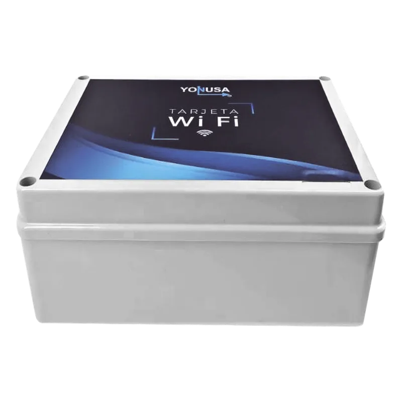 Modulo WIFI LITE con gabinete para uso en Energizadores YONUSA / Aplicación sin costo / Botón de Pánico/ 1 Salida Propósito General TARJET-WIFI-LITE