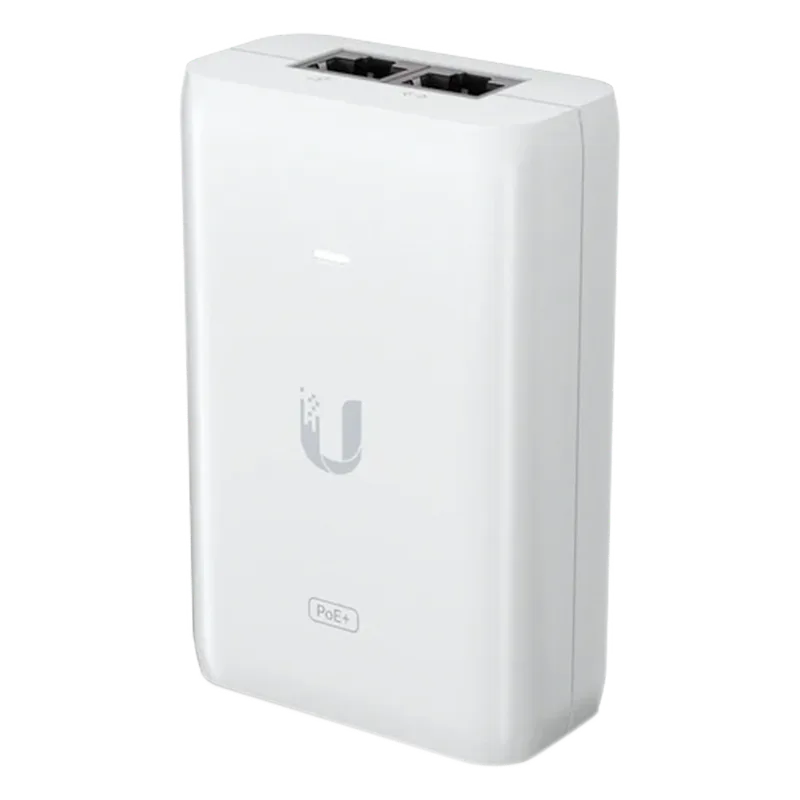 Adaptador PoE Ubiquiti (48 VDC, 0.65A) puerto Gigabit, ideal para equipos UniFi U-POE-AT
