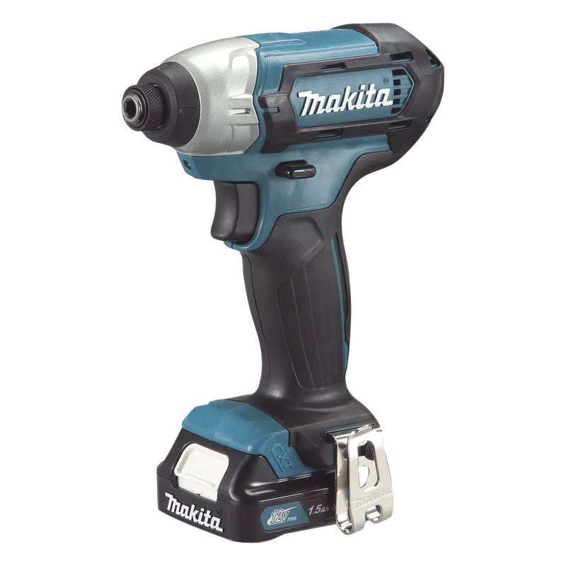 Atornillador de Impacto, entrada hexagonal de ¼”. 2 baterías de 12v de 1.5 amperes y cargador. MAKITA TD1-10D-WYE