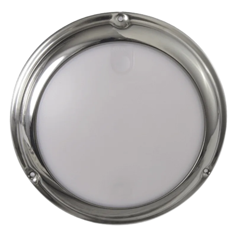 Luz led marina tipo domo con activación táctil, emite luz de color blanco y azul de 244 lúmenes, para uso exterior e interior, fabricado bajo norma de protección IP68. LUMITEC 101097