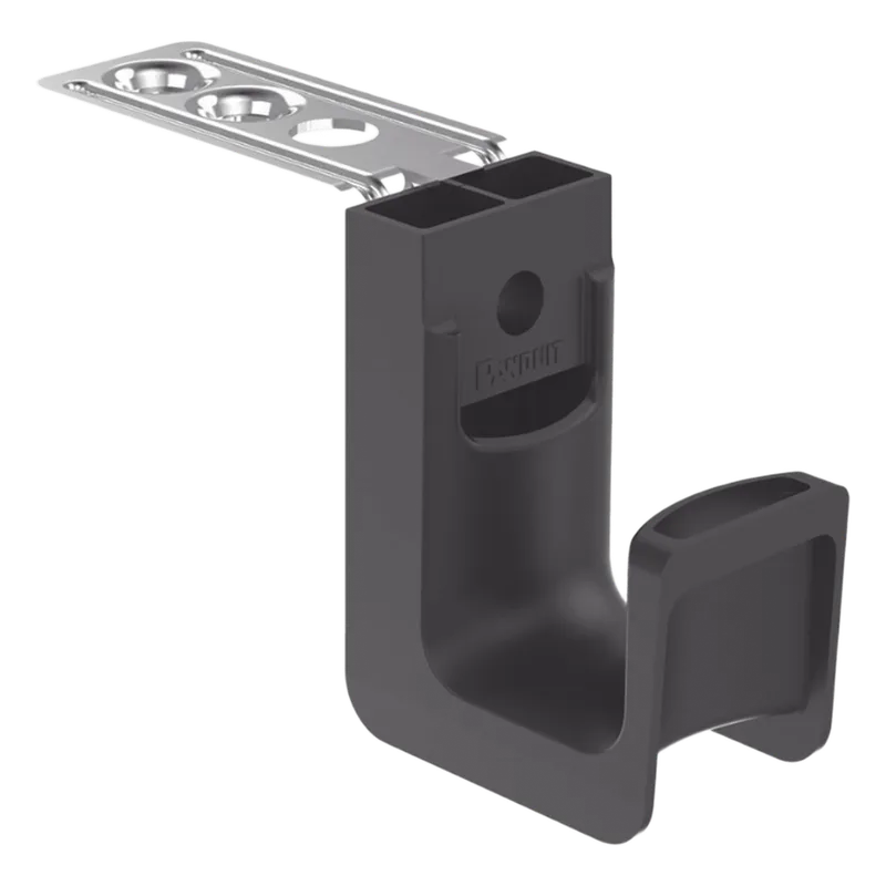 Sujetador STRONGHOLD tipo J (J-Hook), Con Soporte para Montaje en Techo, Para 8 Cables Cat6, Nylon 6.6, Color Negro, Paquete de 50 Piezas PANDUIT JP75CMB-L20