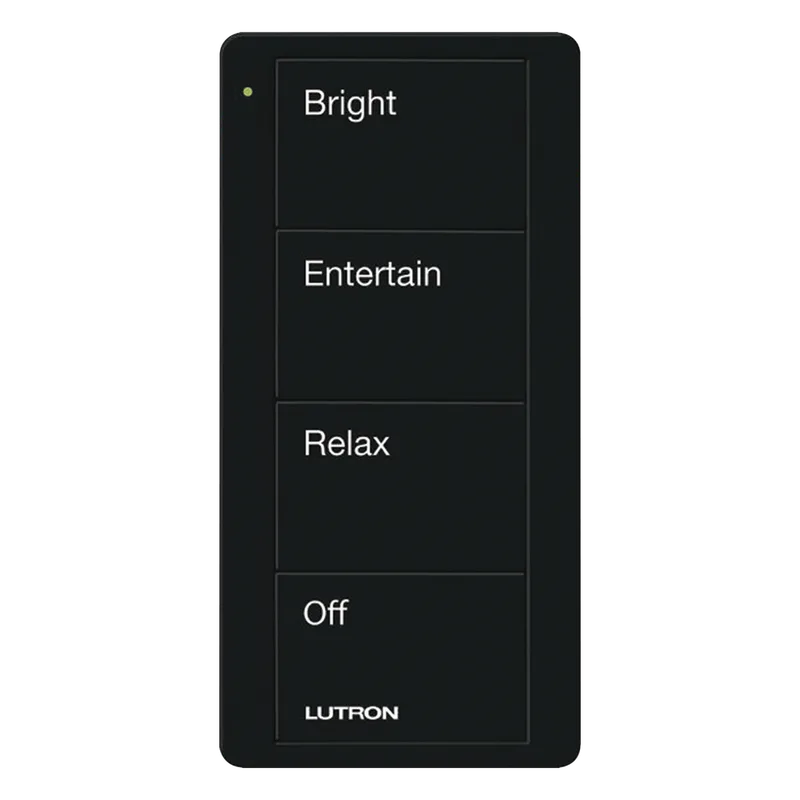 Control Pico inalámbrico de 4 botones para activar 3 escenas y apagado, negro brillante, compatible con Caseta Wireless, RA2 Select, RadioRA 3 y HomeWorks LUTRON ELECTRONICS PJ24BGBLP03