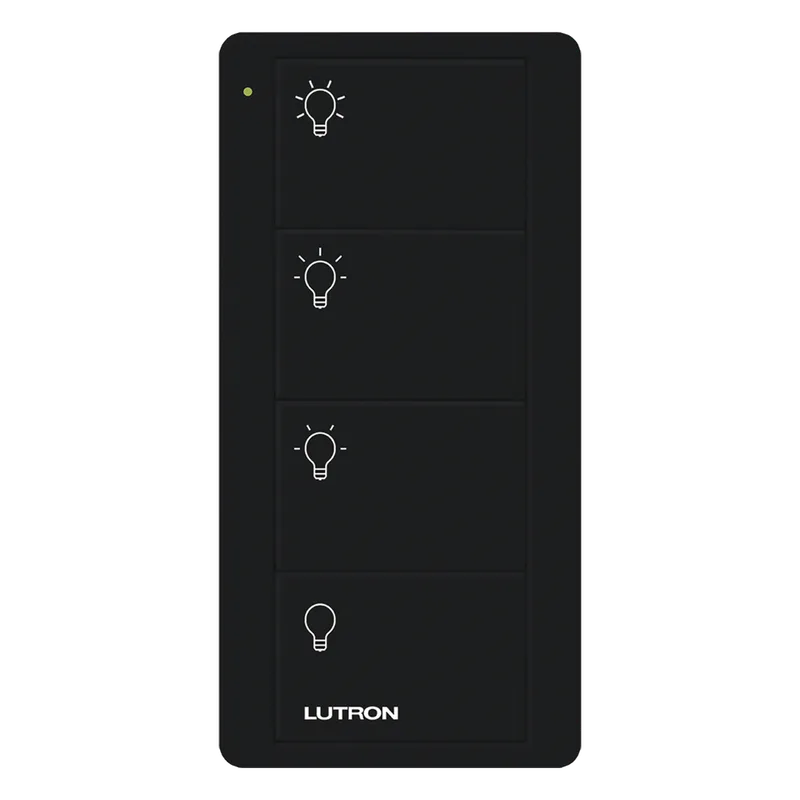 Control Pico inalámbrico de 4 botones para escenas de iluminación (3 escenas y apagado), color negro, empaque PRO para Caseta Wireless LUTRON ELECTRONICS PJ24BBLL31P