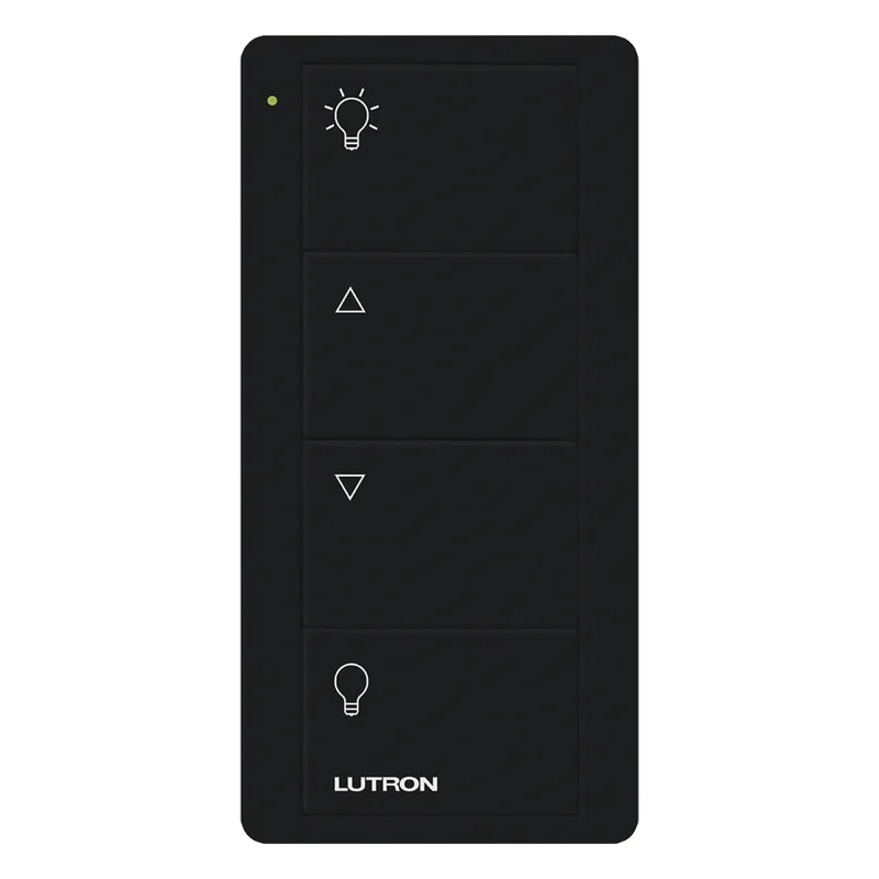 Control Pico inalámbrico de 4 botones para zona de iluminación con encendido, subir, bajar y apagado, negro brillante, compatible con Caseta Wireless y RA2 Select LUTRON ELECTRONICS PJ24BGBLL01