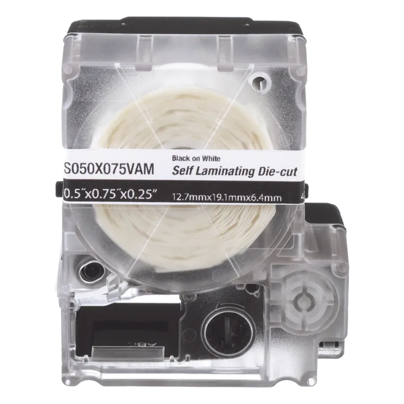 Casete de 200 Etiquetas Autolaminadas de 12.7 x 31.8 mm (0.5 x 1.25 pulgadas), para Cables de 3.1 a 7 mm (0.12 a 0.28 pulgadas) de Diámetro, Área de Impresión Color Blanco PANDUIT S050X125VAM
