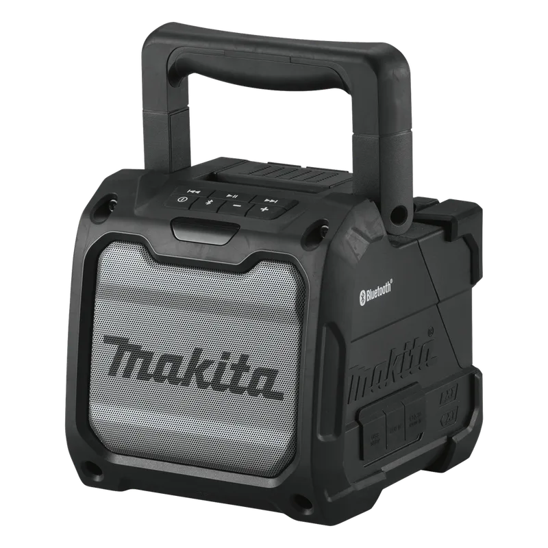Bocina Negra Bluetooth con entrada USB, Auxiliar y Cargador, Funciona con Batería LXT de 18V o CXT de 12v (no inluidas) MAKITA XRM08B