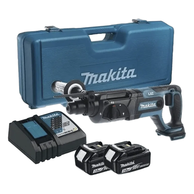 Rotamartilló 18V, SDS 0-1.200 Rpm, 3 Modos de Trabajo, Incluye 2 Baterías de 3.0 Ah, Cargador y Maletín. MAKITA DHR241RFE