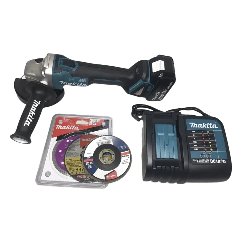Miniesmeril 115mm 4-1/2in 8.500 Rpm,1 Batería 18V Li-ION de 5.0 Ah, Cargador y 3 Discos. MAKITA DGA456STX3