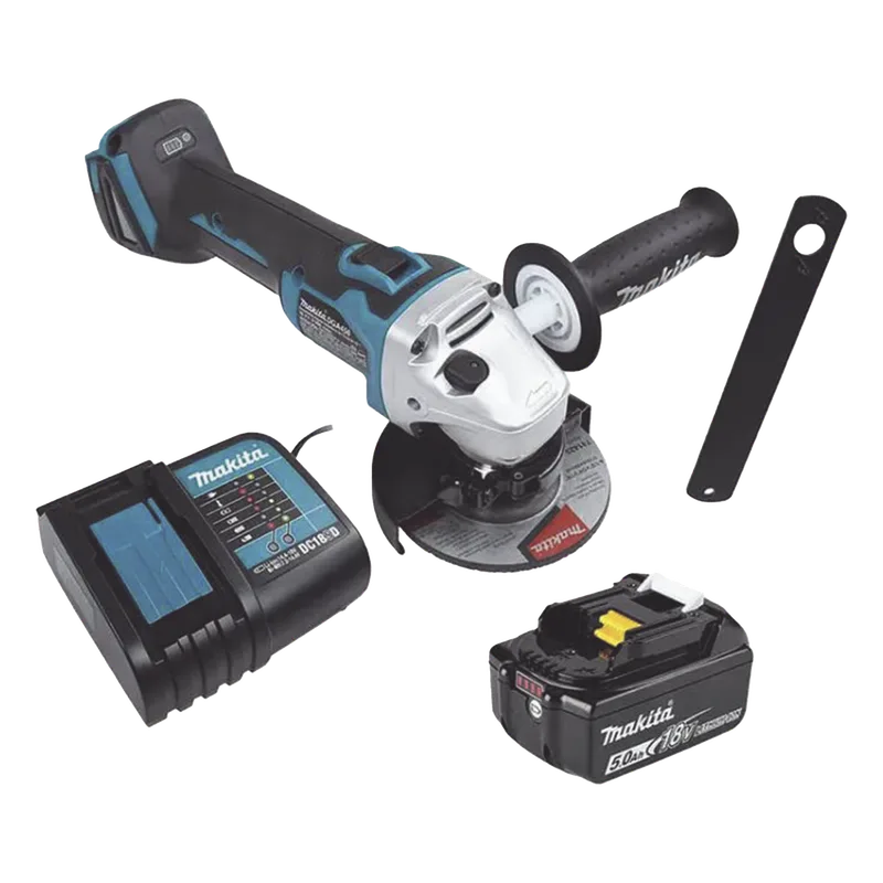 Mini esmeril Inalámbrico de 4-1/2 " 8.500 rpm, Incluye 1 bat. li-ion 18v/5.0 a.h y Cargador MAKITA DGA456STX2