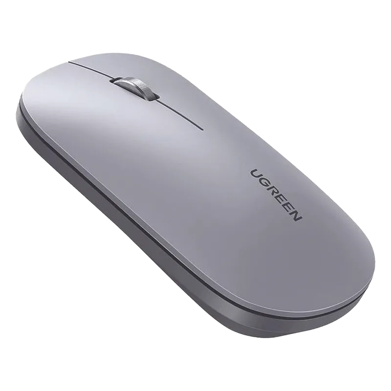 Mouse inalámbrico 2.4 GHz | Ultra Delgado y Silencioso | DPI 1000/1600/2000/4000 (Ajustable) | Alcance 10m | Scroll de Aluminio | Adaptable a diferentes superficies | Diseño suave al tacto | Contiene Receptor USB | Color Gris. UGREEN 90373