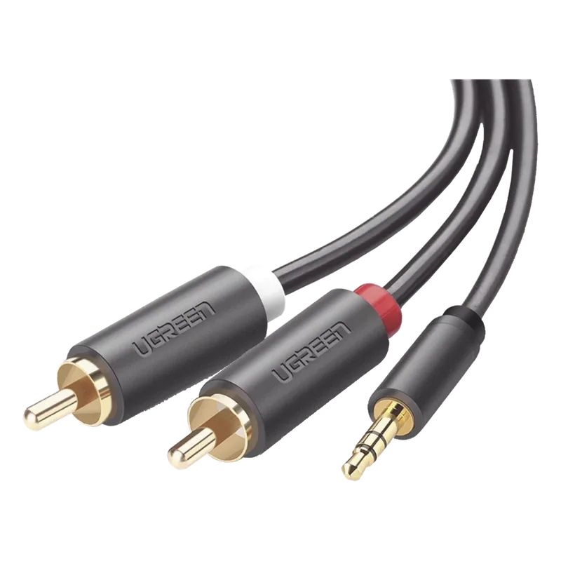 Cable Adaptador de 3.5mm Macho a 2 RCA Macho / 3 Metros (9.84 Pies) / Color Gris / Blindaje Múltiple / ABS / Alta Calidad UGREEN 10512
