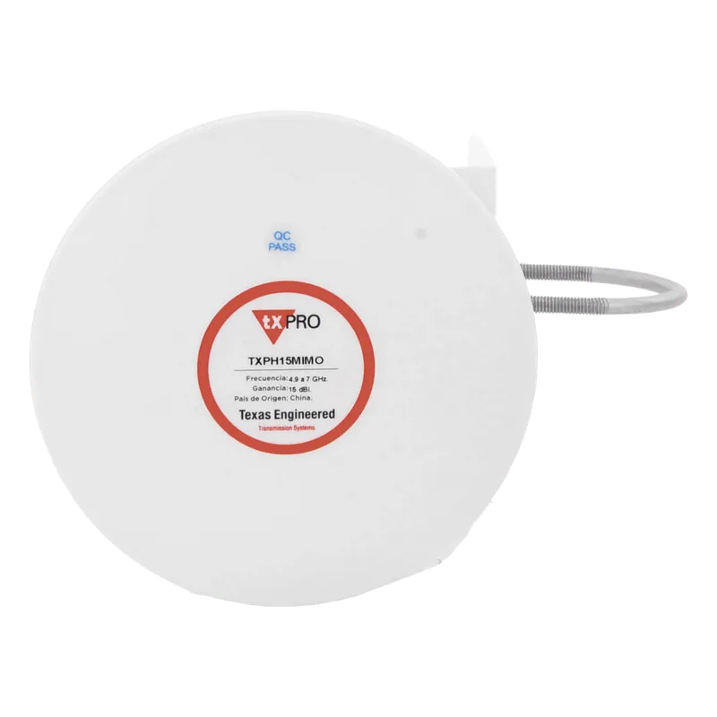 Antena Tipo Horn de 45 °, 15 dBi, 4.9 - 7GHz, Ideal para ambientes de alto ruido, Tipo de conector RPSMA, con montaje y jumpers incluidos TXPRO TXP-H15-MIMO