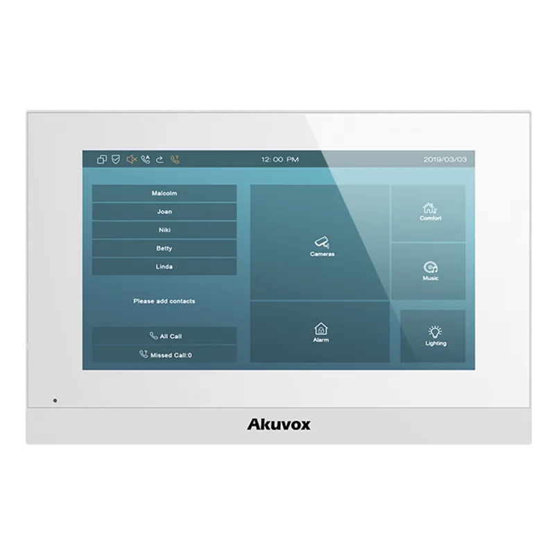 Monitor Color Blanco Linux / Pantalla Touch de 7 Pulgadas / SIP / POE / WIFI / Compatible con Frentes de Calle Akuvox C313W