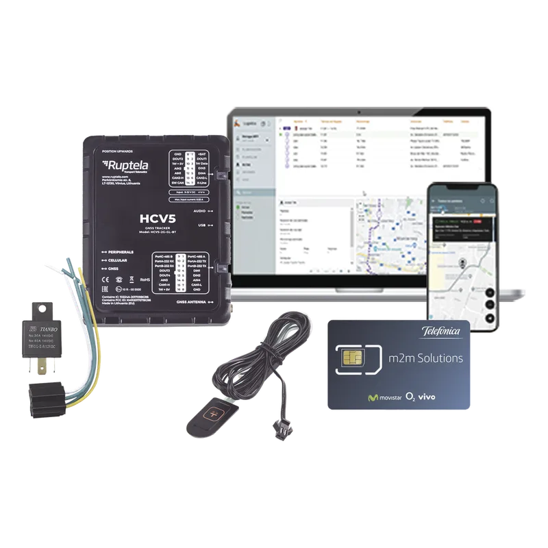 Kit de Localizador 4G LTE CATM1/ Incluye 1 MICROSIM25GPS y servicio de datos por 1 año / 1 EPCOMGPSMENSUAL / RELAY / Botón SOS RUPTELA HCV5KIT2