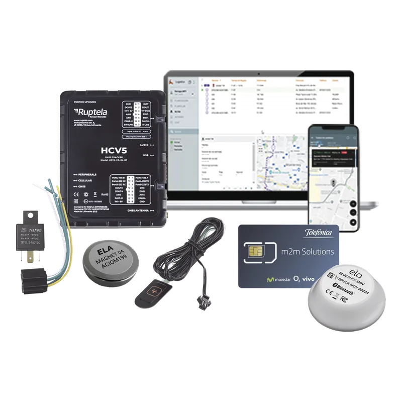 Kit de Localizador 4G LTE / 1 BLUEPUCKMAGKIT + 1 MICSIM25GPS y datos por 1 año + 1 EPCOMGPSMENSUAL + RELAY + Botón SOS RUPTELA HCV5KITMAG2