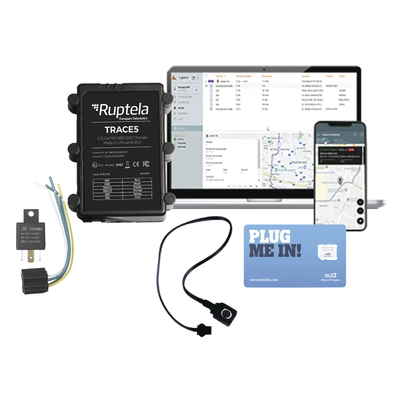 KIT Localizador Vehicular 2G y 4G IP67 / Rastreo / Conducción eficiente / Deteccion de Jammer / Ideal para motocicletas / Apagado remoto / Incluye SIM500MB2Y / 1 AÑO DE EPCOMGPS RUPTELA TRACE5PLUSKIT